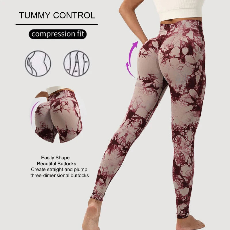 WAREBALL New Tie Dye Yoga Pants Gym Leggings Women Seamless High Waist Push Up Sport Tights Fitness Workout Leggins